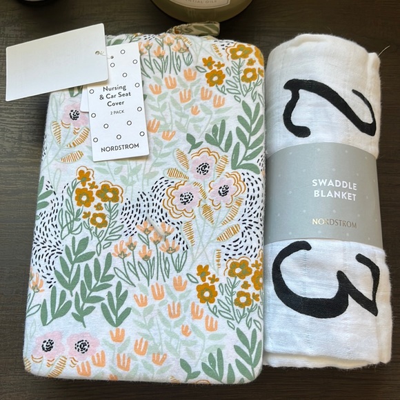 NWT Nordstrom Nursing and Car Seat Cover and Number Swaddle Blanket - Picture 1 of 1